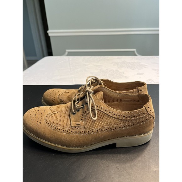 Johnston & Murphy Wingtip Dress Shoes Suede Brown Leather Lace Up Men’s 8M - Picture 4 of 16